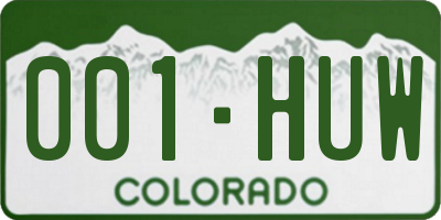 CO license plate 001HUW