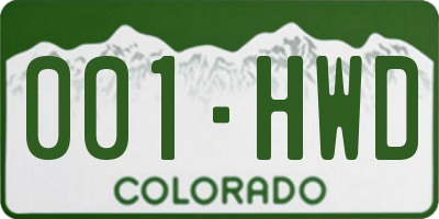 CO license plate 001HWD