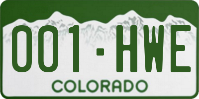 CO license plate 001HWE