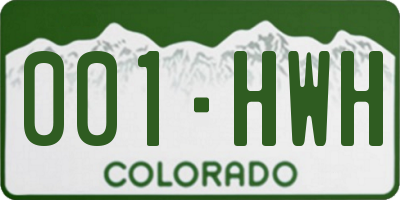 CO license plate 001HWH