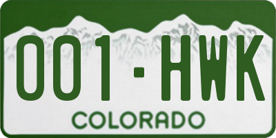 CO license plate 001HWK