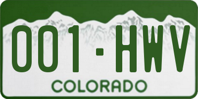 CO license plate 001HWV