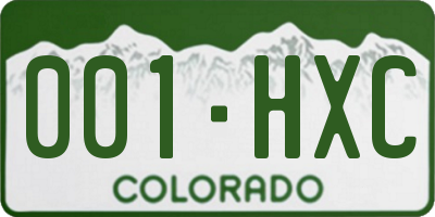 CO license plate 001HXC