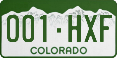 CO license plate 001HXF