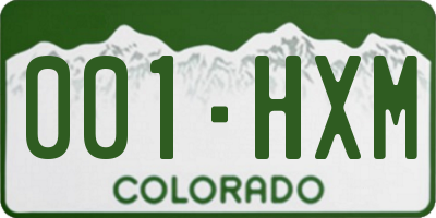 CO license plate 001HXM