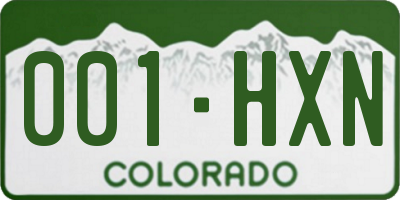 CO license plate 001HXN