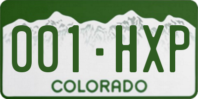 CO license plate 001HXP