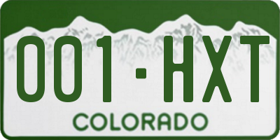 CO license plate 001HXT