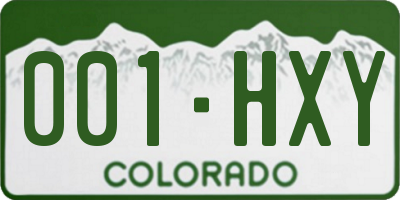 CO license plate 001HXY