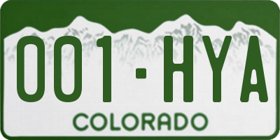 CO license plate 001HYA