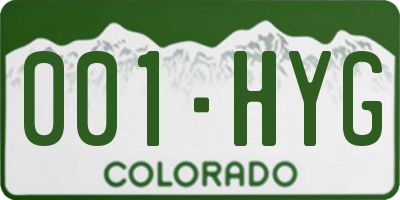 CO license plate 001HYG