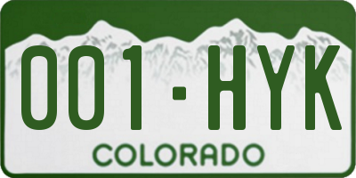 CO license plate 001HYK