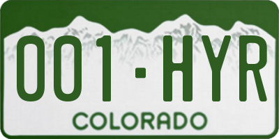 CO license plate 001HYR