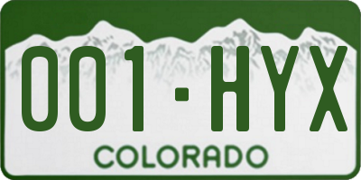 CO license plate 001HYX