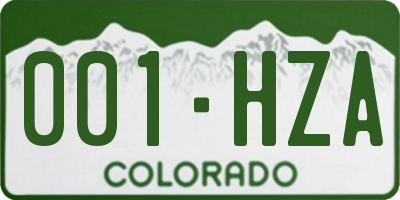 CO license plate 001HZA