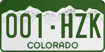 CO license plate 001HZK