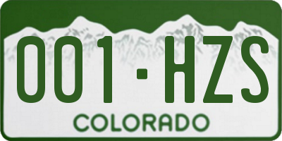 CO license plate 001HZS