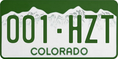 CO license plate 001HZT