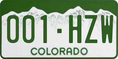 CO license plate 001HZW