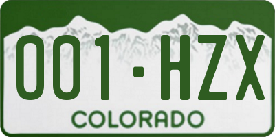 CO license plate 001HZX