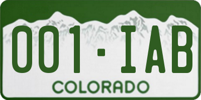 CO license plate 001IAB