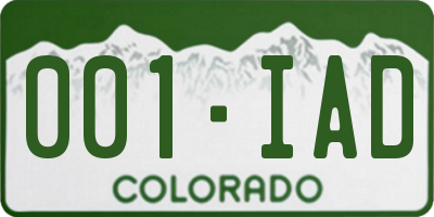 CO license plate 001IAD