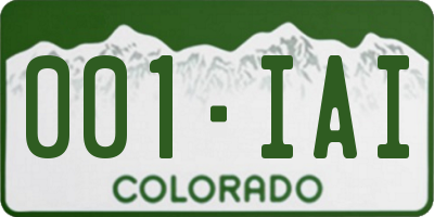 CO license plate 001IAI