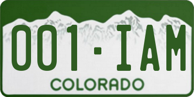 CO license plate 001IAM