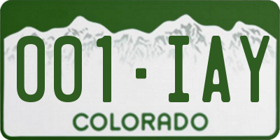 CO license plate 001IAY