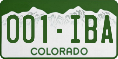 CO license plate 001IBA