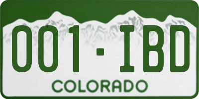 CO license plate 001IBD