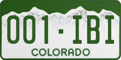 CO license plate 001IBI