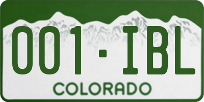 CO license plate 001IBL