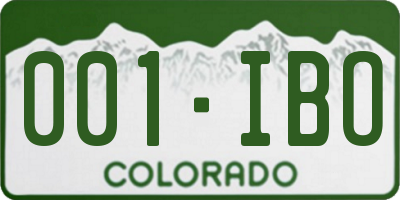 CO license plate 001IBO