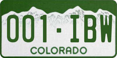 CO license plate 001IBW