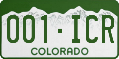 CO license plate 001ICR