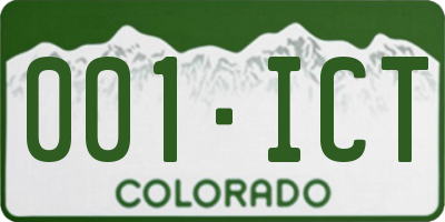 CO license plate 001ICT