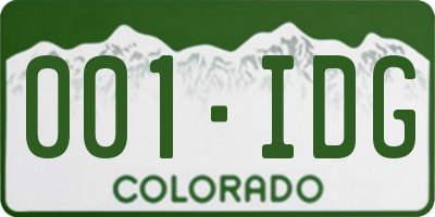 CO license plate 001IDG