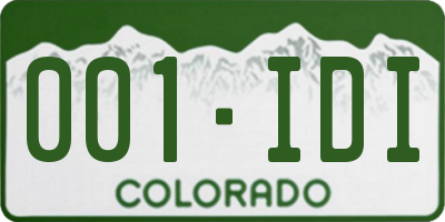 CO license plate 001IDI