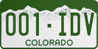 CO license plate 001IDV