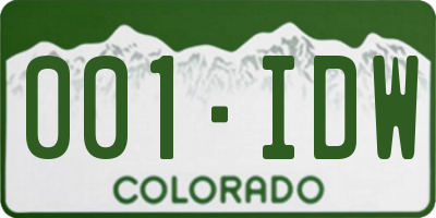 CO license plate 001IDW
