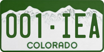 CO license plate 001IEA