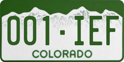 CO license plate 001IEF