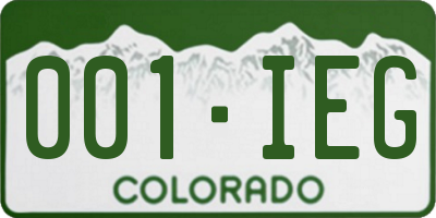 CO license plate 001IEG