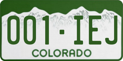 CO license plate 001IEJ