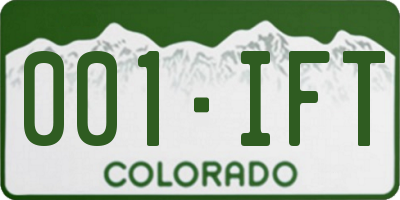 CO license plate 001IFT