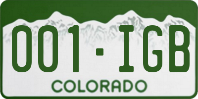 CO license plate 001IGB