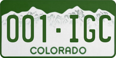 CO license plate 001IGC