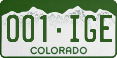 CO license plate 001IGE