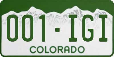 CO license plate 001IGI